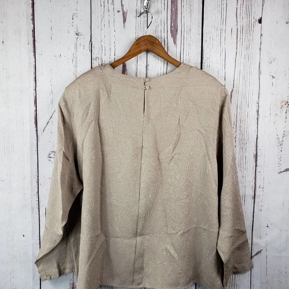 Ship N Shore Vintage Blouse Womens Size 22W Short Sleeve Floral Beige - Picture 6 of 7